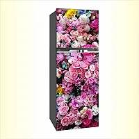 Psychedelic Collection Colorful Roses and beautyfull Pink roseDecorative Extra Large PVC Vinyl Fridge Sticker (Multicolor, 60 cm X 160 cm)-thumb1