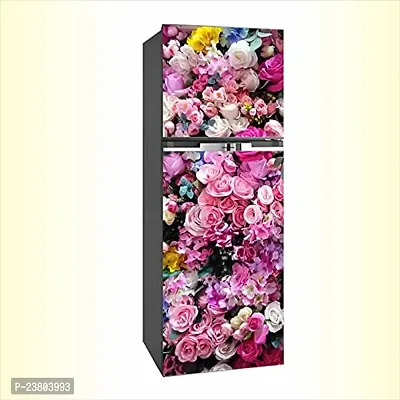 Psychedelic Collection Colorful Roses and beautyfull Pink roseDecorative Extra Large PVC Vinyl Fridge Sticker (Multicolor, 60 cm X 160 cm)-thumb2