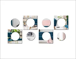 Psychedelic Collection Beautiful Circle and Square Set Silver Acrylic Sticker Hexagon Mirror, Hexagon Mirror Wall Stickers, Mirror Stickers for Wall Large Size, Sticker Mirror-thumb2