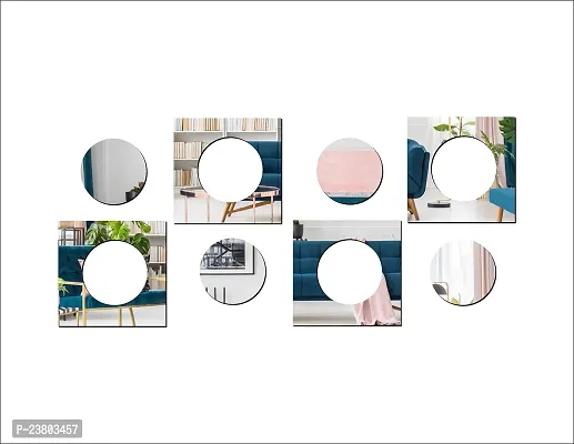 Psychedelic Collection Beautiful Circle and Square Set Silver Acrylic Sticker Hexagon Mirror, Hexagon Mirror Wall Stickers, Mirror Stickers for Wall Large Size, Sticker Mirror-thumb3