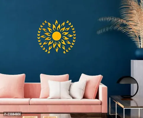 Psychedelic Collection Decorative Sun Mirror Golden Acrylic Sticker Hexagon Mirror, Hexagon Mirror Wall Stickers, Mirror Stickers for Wall Large Size, Sticker Mirror-thumb0