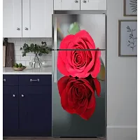 Psychedelic Collection Two red Rose with Blur Background Decorative Extra Large PVC Vinyl Fridge Sticker (Multicolor, 60 cm X 160 cm)-thumb2