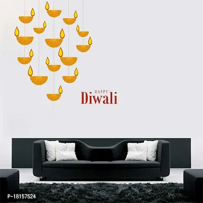 Trendy Diwali Special - Decorative Hanging Diya Happy Diwali Wall Sticker-thumb2