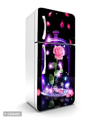 Psychedelic Collection Rose Under Glass Bottle Decorative Extra Large PVC Vinyl Fridge Sticker (Multicolor, 60 cm X 160 cm)_PCFS287_WP-thumb0