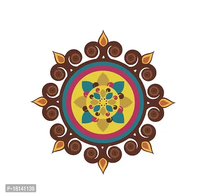 Trendy Diwali Special - Decorative Multicolored Rangoli Floor Sticker - Size 38 Cm X 38 Cm