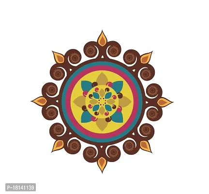 Trendy Diwali Special - Decorative Multicolored Rangoli Floor Sticker - Size 38 Cm X 38 Cm-thumb0