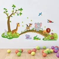 Psychedelic Collection Multi Colour Nursery Zoo Animals Vinyl Self Adhesive Peel and Stick, Kids Room, Hall, Bed Room, Living Room, Drawing Room, Home Decor Wall Sticker (60 CM X 90 CM)-thumb3