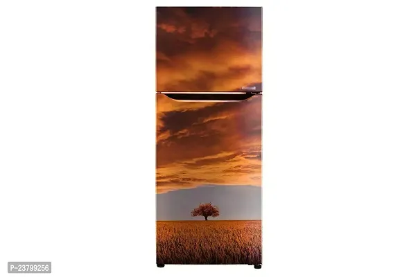 Psychedelic Collection 3D Sunset Natural Sky Tree Grass Fridge Wallpaper Poster Adhesive Vinyl Sticker Fridge wrap Decorative Sticker (PVC Vinyl Covering Area 60cm X 160cm)-thumb0