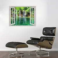 Psychedelic Collection Beautiful Natural Water Fall Window Illution Wall Sticker (PVC Vinyl, Multicolour, Wall Covering 61 cm X 46 cm)_PCWI19-thumb1