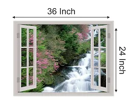 Psychedelic Collection Beautiful Natural Water Fall Window Illution Wall Sticker (PVC Vinyl, Multicolour, Wall Covering 92 cm X 61 cm)_PCWI48-thumb4