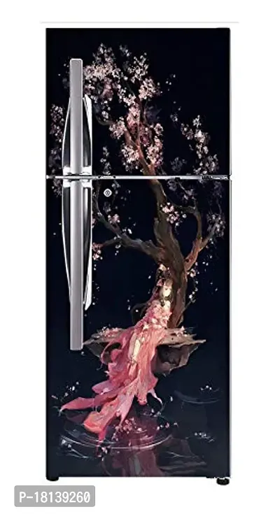 Trendy Abstract Decorative Under The Tree Princes 3D Wallpaper Poster Extra Large Fridge Sticker Double Single Door Decorative Fridge Sticker (Pvc Vinyl, Multicolor, 60 Cm X 160 Cm)-thumb0