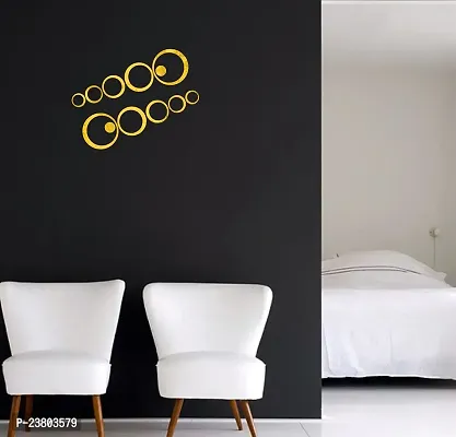 Psychedelic Collection Decorative Circle Shape Golden Acrylic Sticker Hexagon Mirror, Hexagon Mirror Wall Stickers, Mirror Stickers for Wall Large Size, Sticker Mirror