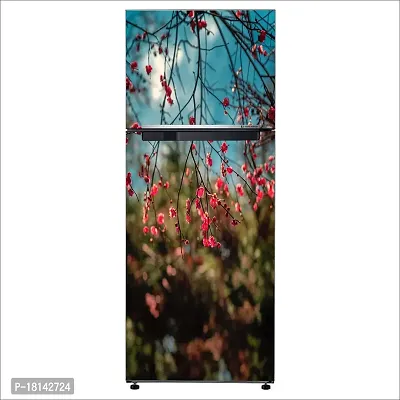 Trendy Pink Flowers And Tree, Naturedecorative Extra Large Pvc Vinyl Fridge Sticker (Multicolor, 60 Cm X 160 Cm)-thumb3