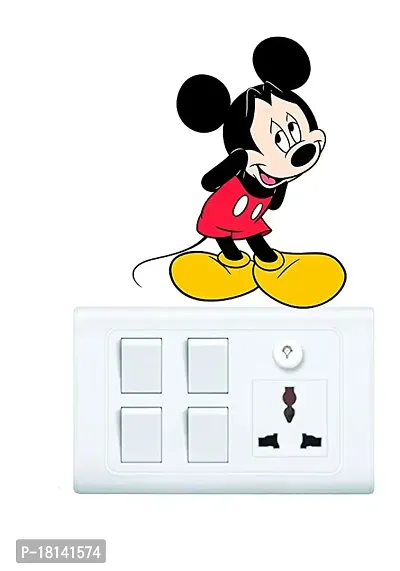 Trendy Decorative Small Switch Penal/Board Decor Wall Sticker Of Mickey Mouse Small Cartoon Desiny King Running Standing Colorful Decal (Pvc Vinyl Multicolor)-thumb4