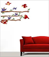 Psychedelic Collection Decorative terr Branch Flying Birds Decorative Wall Sticker (PVC Vinyl, Multicolor, W 91 cm X H 70 cm)-thumb4