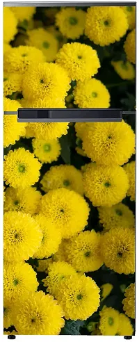 Psychedelic Collection Decorative Abstract Beautiful Yellow Flowers with Dark Background Extra lardge Fridge Sticker for Fridge Decor (PVC Vinyl Multicolor)-thumb2