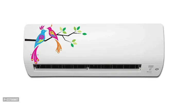 Psychedelic Collection - Loving Birds On A Branch - Air Conditioner Sticker Multicolour Size (32 cm X 49 cm)