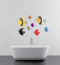 Psychedelic Collection Fish with Water Bubble Decorative PVC Vinyl Wall Sticker (Multicolor, 50 cm X 90 cm)-thumb2