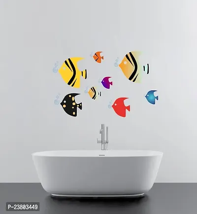 Psychedelic Collection Fish with Water Bubble Decorative PVC Vinyl Wall Sticker (Multicolor, 50 cm X 90 cm)-thumb3