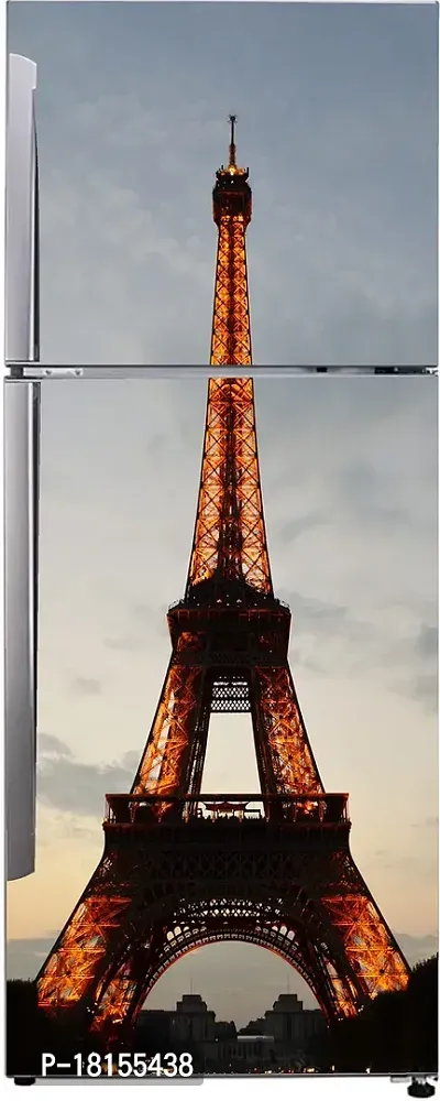 Trendy Abstract Decorative Eiffel Tower Peris Extra Lardge Fridge Sticker For Fridge Decor (Pvc Vinyl Multicolor)