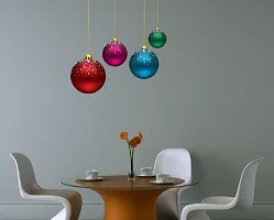 Trendy Hanging Christmas Lamps Pvc Vinyl Self Adhesive Wall Sticker (Ideal Size On Wall- 60 Cm X 62 Cm, Multicolour)-thumb2