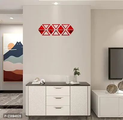 Psychedelic Collection Beautiful Traingle Set red Acrylic Sticker Hexagon Mirror, Hexagon Mirror Wall Stickers, Mirror Stickers for Wall Large Size, Sticker Mirror