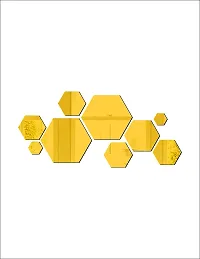 Psychedelic Collection Beautiful hexagone Set Golden Acrylic Sticker Hexagon Mirror, Hexagon Mirror Wall Stickers, Mirror Stickers for Wall Large Size, Sticker Mirror_Acr-62 G-thumb1