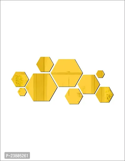 Psychedelic Collection Beautiful hexagone Set Golden Acrylic Sticker Hexagon Mirror, Hexagon Mirror Wall Stickers, Mirror Stickers for Wall Large Size, Sticker Mirror_Acr-62 G-thumb2