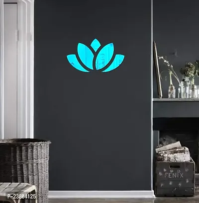 Psychedelic Collection Blue Acrylic Flower Mirror Wall Sticker Hexagon Mirror, Hexagon Mirror Wall Stickers, Mirror Stickers for Wall Large Size, Sticker Mirror