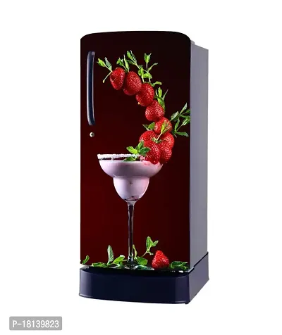 Trendy Strawbery Fruit Decorative Fridge Sticker(Multicolor Vinyl 120X60)