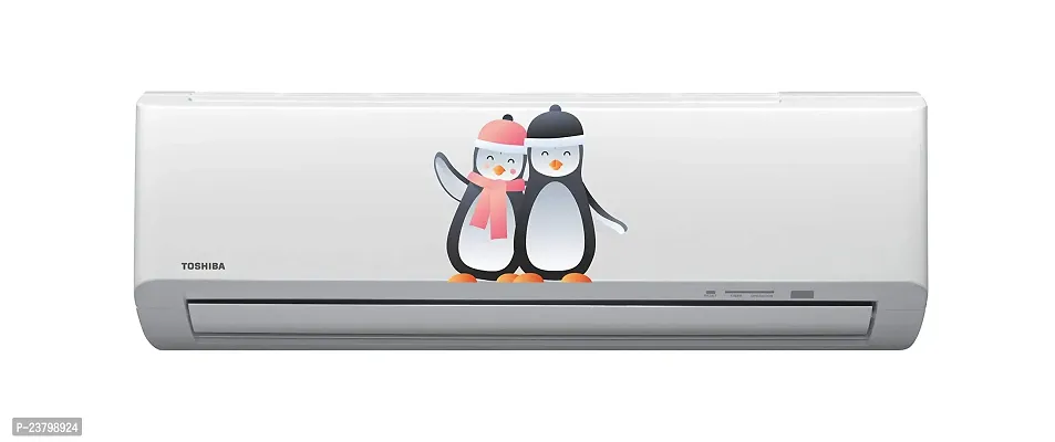 Psychedelic Collection - Loving Penguin Couple - Air Conditioner Sticker Multicolour Size (30 cm X 33 cm) _PCAC98