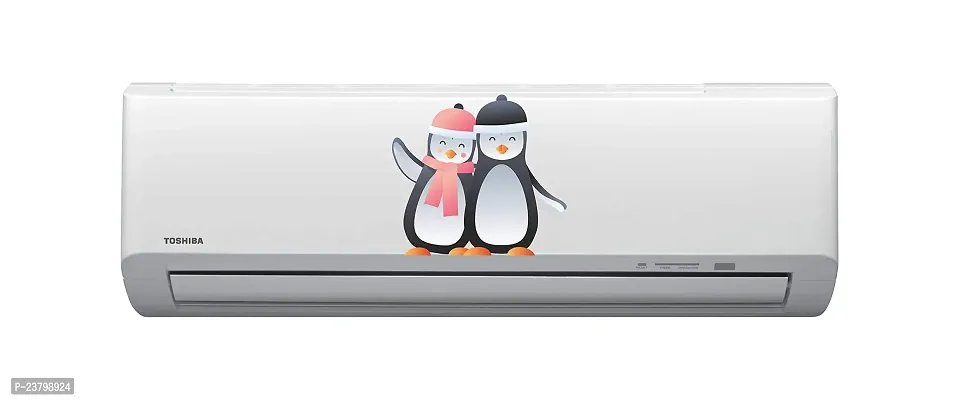 Psychedelic Collection - Loving Penguin Couple - Air Conditioner Sticker Multicolour Size (30 cm X 33 cm) _PCAC98-thumb0