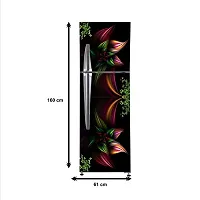 Psychedelic Collection Green Leaves Flower Black 3DDecorative Extra Large PVC Vinyl Fridge Sticker (Multicolor, 60 cm X 160 cm)-thumb3