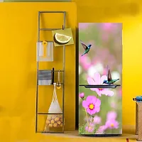 Psychedelic Collection Decorative Lesser Voile Tear Bird, Pink Flower, Plant, Garden Nature Wallpaper Sticker for Fridge Decor 60 cm X 160 cm-thumb4