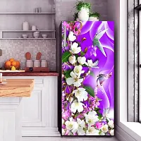 Trendy Beautifull White Flower With Butterfly Decorative Fridge Sticker(Multicolor Vinyl 120X60)-thumb2