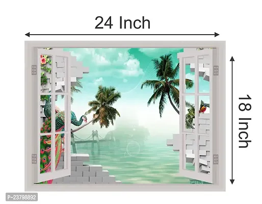 Psychedelic Collection Beautiful Nature Window Illusion Wall Sticker (PVC Vinyl, Multicolour, Wall Covering 61 cm X 46 cm)_PCWI01_PCWI104-thumb4