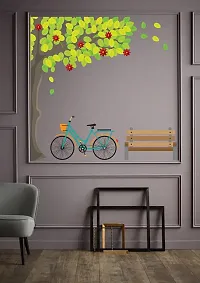 Trendy Beautiful Tree Cycle With Banch Pvc Vinyl Multicolor Decorative Wall Sticker For Wall Decoration Size - 75 Cm X 109 Cm-thumb3