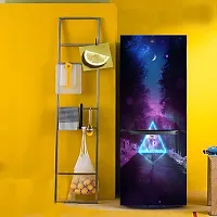 Psychedelic Collection Decorative Abstract Multicolor Night Forest Galaxy Sky with Astronaut and Bright Triangle Wallpaper Sticker for Fridge Decor 60 cm X 160 cm-thumb4