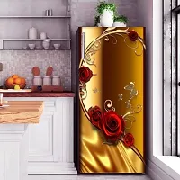 Trendy Beautifull Red Rose With Butterflies Fridge Sticker (Multicolor Pvc Vinyl 120X60)-thumb2