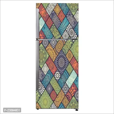 Psychedelic Collection Mandala patternDecorative Extra Large PVC Vinyl Fridge Sticker (Multicolor, 60 cm X 160 cm)