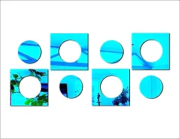 Psychedelic Collection Beautiful Circle and Square Set Blue Acrylic Sticker Hexagon Mirror, Hexagon Mirror Wall Stickers, Mirror Stickers for Wall Large Size, Sticker Mirror-thumb2