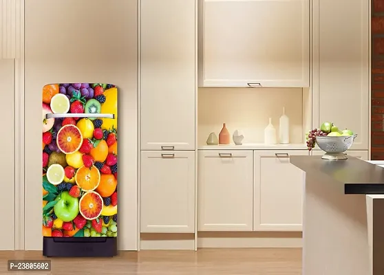 Psychedelic Collection Abstract Design Decorative Fruits Fridge Sticker (Multicolor Vinyl 120X60)-thumb4