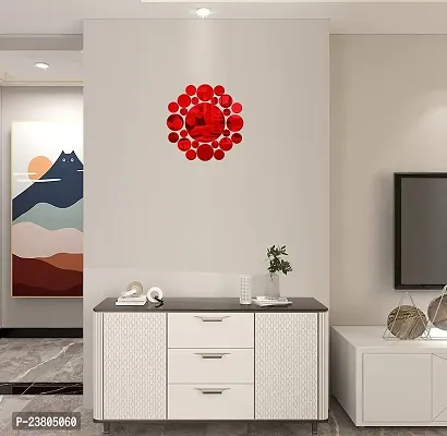 Psychedelic Collection Decorative Circle Set red Acrylic Sticker Hexagon Mirror, Hexagon Mirror Wall Stickers, Mirror Stickers for Wall Large Size, Sticker Mirror