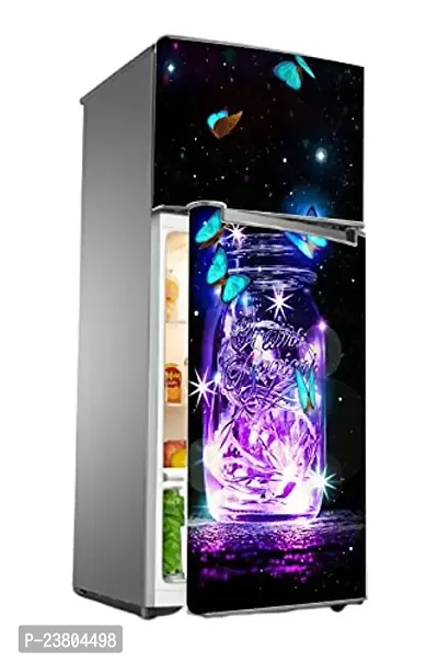 Psychedelic Collection Flying Butterfly Over The Sparking Glass Container Decorative Extra Large PVC Vinyl Fridge Sticker (Multicolor, 60 cm X 160 cm)_PCFS289_WP-thumb2