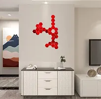 Psychedelic Collection Beautiful hexagone Set red Acrylic Sticker Hexagon Mirror, Hexagon Mirror Wall Stickers, Mirror Stickers for Wall Large Size, Sticker mirror-ACR-86 R-thumb1