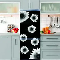 Psychedelic Collection Decorative Abstract White mogra Flowers with Black Background Extra lardge Fridge Sticker for Fridge Decor (PVC Vinyl Multicolor)-thumb4