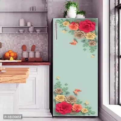 Trendy Decorative Botanical Floral Abstract Fridge Wrapping Sticker (Multicolor Pvc Vinyl 120X60)-thumb3