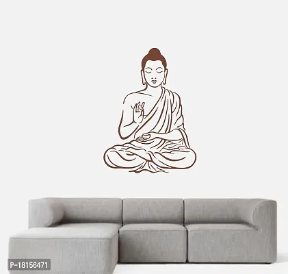 Trendy Meditation Buddha Pvc Vinyl Multicolor Decorative Wall Sticker For Wall Decoration Size - 70 Cm X 52 Cm-thumb2