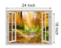 Psychedelic Collection Beautiful Colorful Forest Window Illusion Wall Sticker (PVC Vinyl, Multicolour, Wall Covering 61 cm X 46 cm)_PCWI01_PCWI67-thumb3