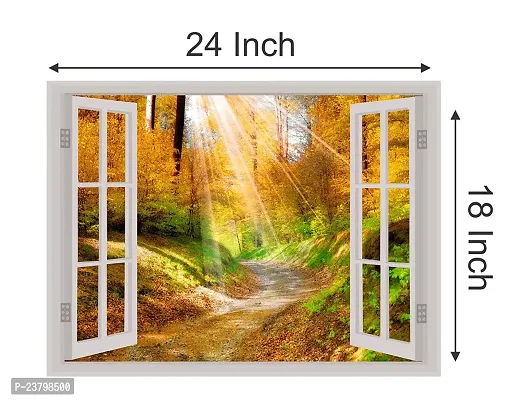 Psychedelic Collection Beautiful Colorful Forest Window Illusion Wall Sticker (PVC Vinyl, Multicolour, Wall Covering 61 cm X 46 cm)_PCWI01_PCWI67-thumb4